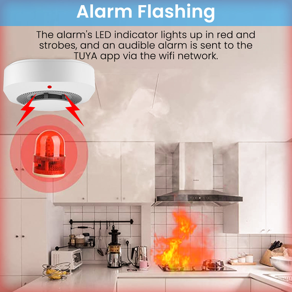 HASTHIP Smoke Detector with Alarm Fire-Retardant ABS Smoke Detector with 80db Alarm Sound Smart WiFi Smoke Alarm with Auto App Push Notification, Battery Powered for Home Office Bedroom HASTHIP Smoke Detector with Alarm Fire-Retardant ABS Smoke Detector with 80db Alarm Sound Smart WiFi Smoke Alarm with Auto App Push Notification, Battery Powered for Home Office Bedroom